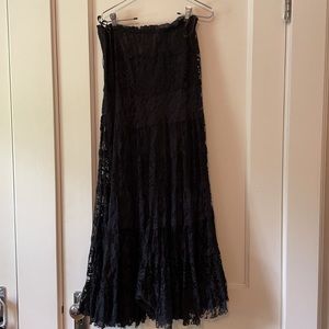 Solitaire Black Lace Tiered Festival Skirt Size S